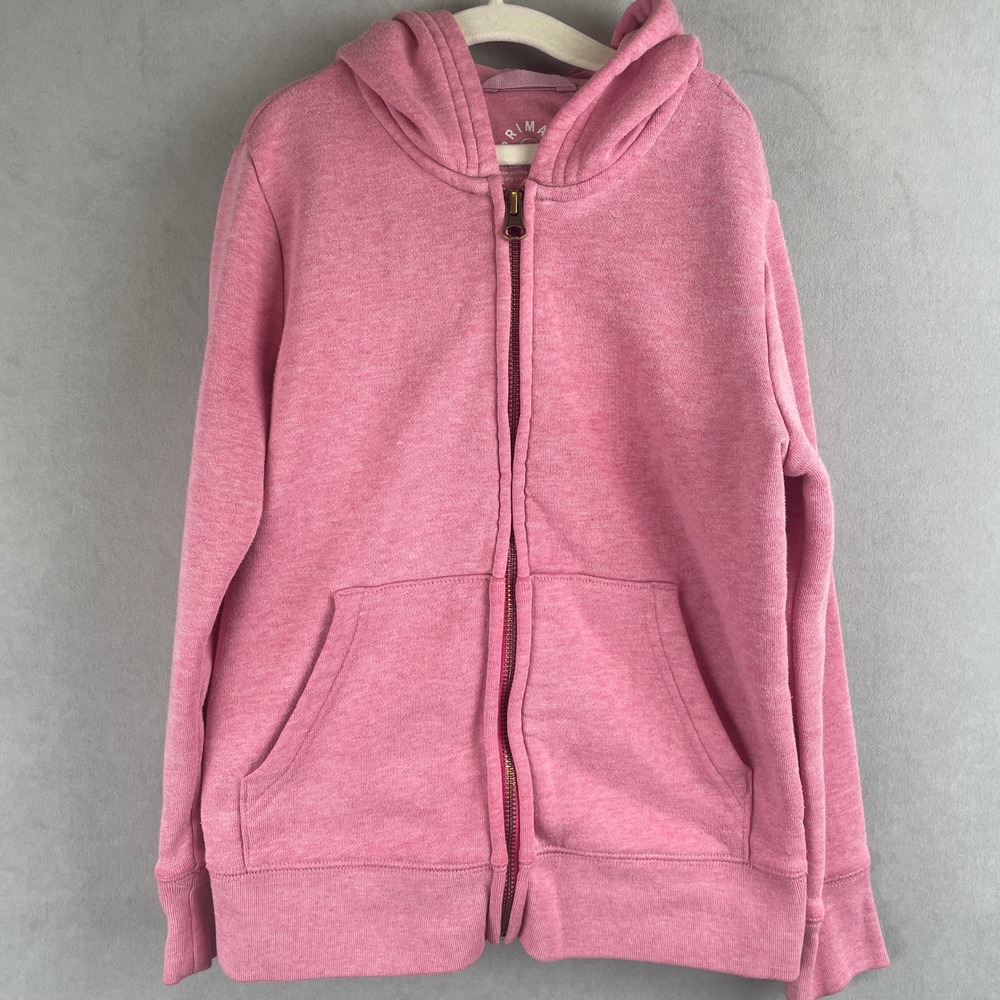Primary Kids Heather Pink French Terry Zip Hoodie Sustainable School Barbie 6-7